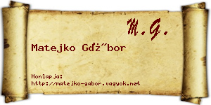Matejko Gábor névjegykártya